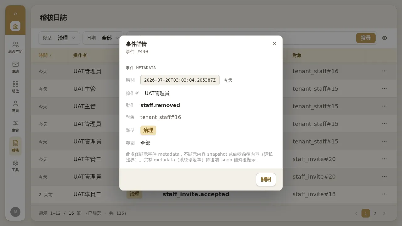 稽核明細抽屜